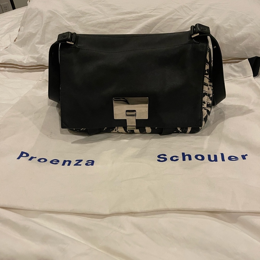 Limited Edition Proenza Schouler Leather Bag with black & white print (Like new)